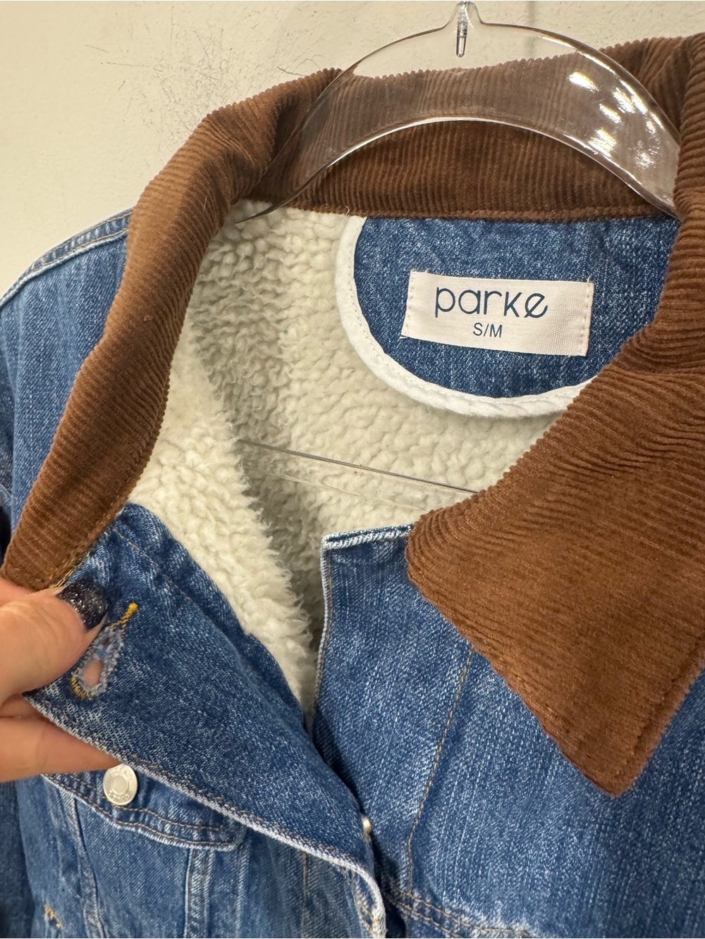Parke Oversized Sherpa Lined Denim Jacket - Picture 3 of 7